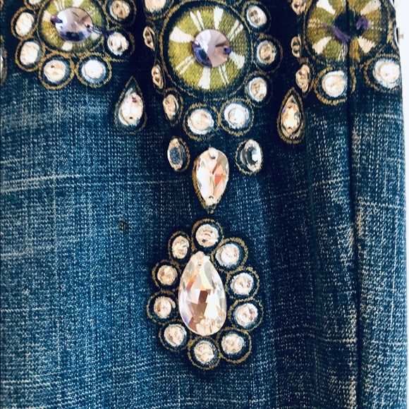 Swarovski Crystal stunning Statement Jeans Flared size 25 - Picture 2 of 8